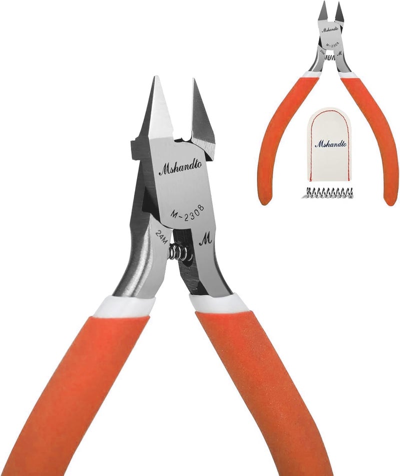 mshandto Model Nippers Ultra Thin Single Blade Gundam Nippers Sprue Cutter Hobby Nippers, Model Kit Nippers for Plastic Gunpla Model Building with Protective Cover Spring (Classic Orange) - Image 1